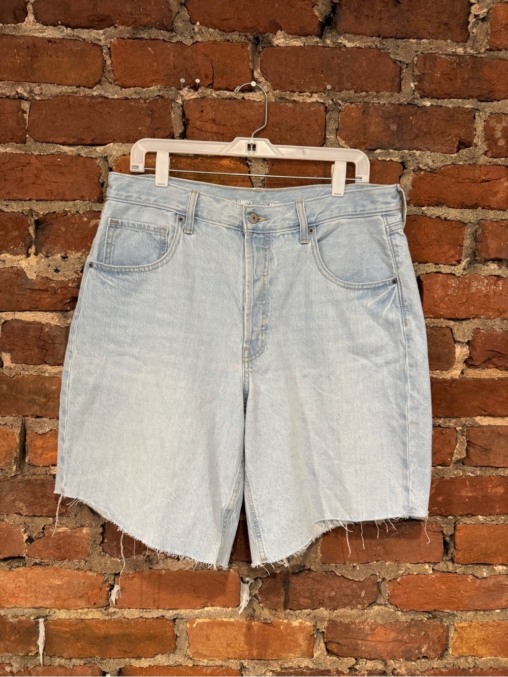 Old Navy Light Wash Mid-Rise Baggy Denim Cutoff Shorts (100% Cotton)